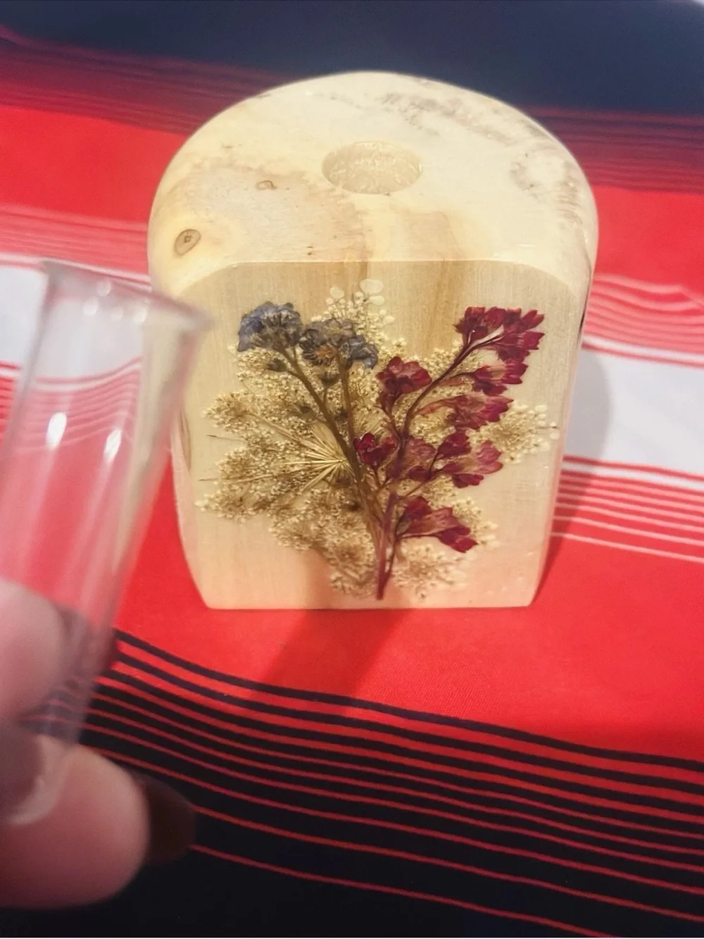 Vintage Handmade Made with Colorado Aspen Bud Vase With Floral Design